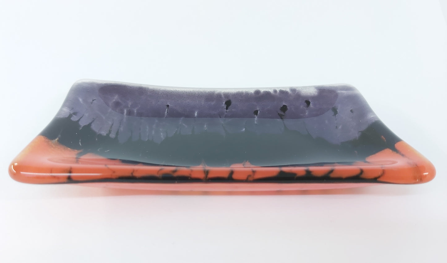 Glass Soap Dish with Tri-Colour Design