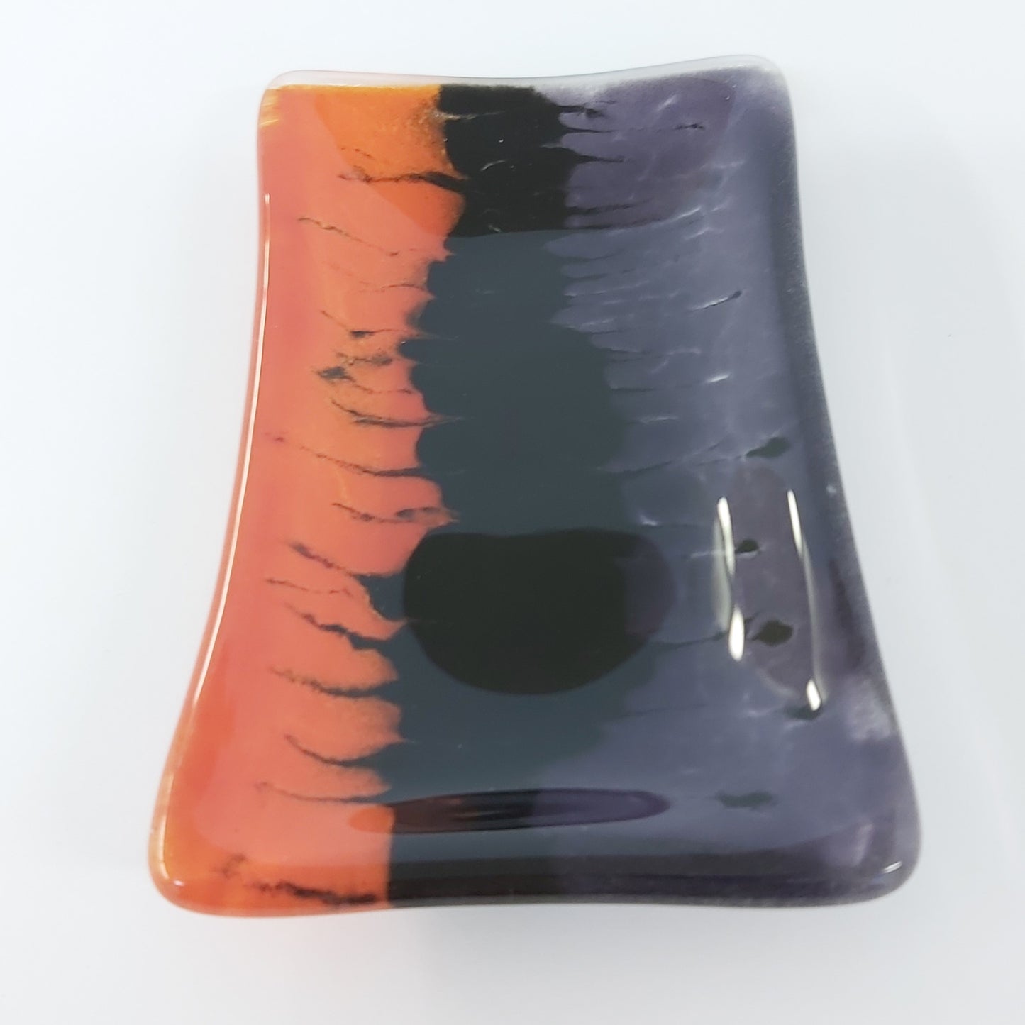Glass Soap Dish with Tri-Colour Design