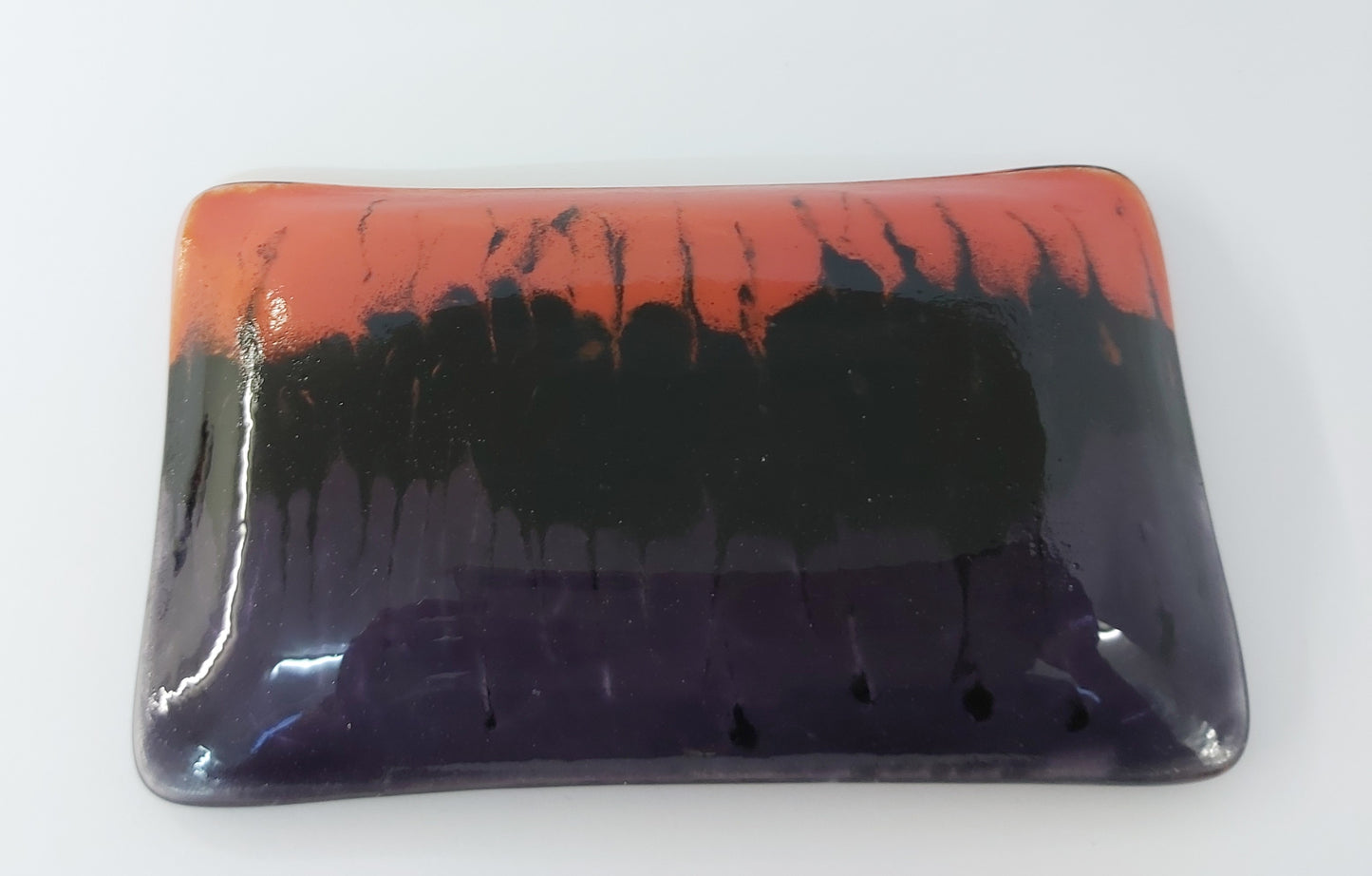 Glass Soap Dish with Tri-Colour Design