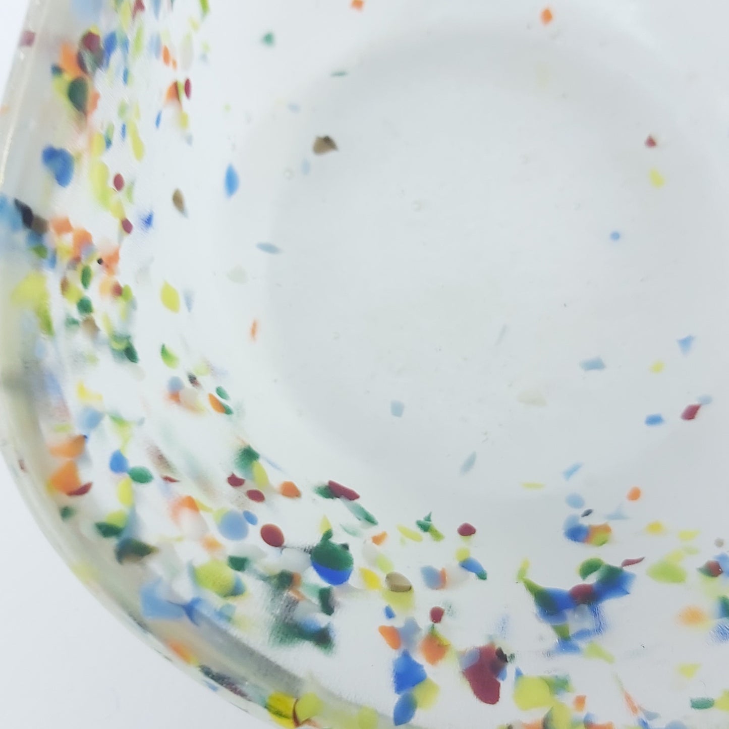 Handmade Glass Tealight Holder (Smaller Model) - Transparent with Multi-Coloured Glass