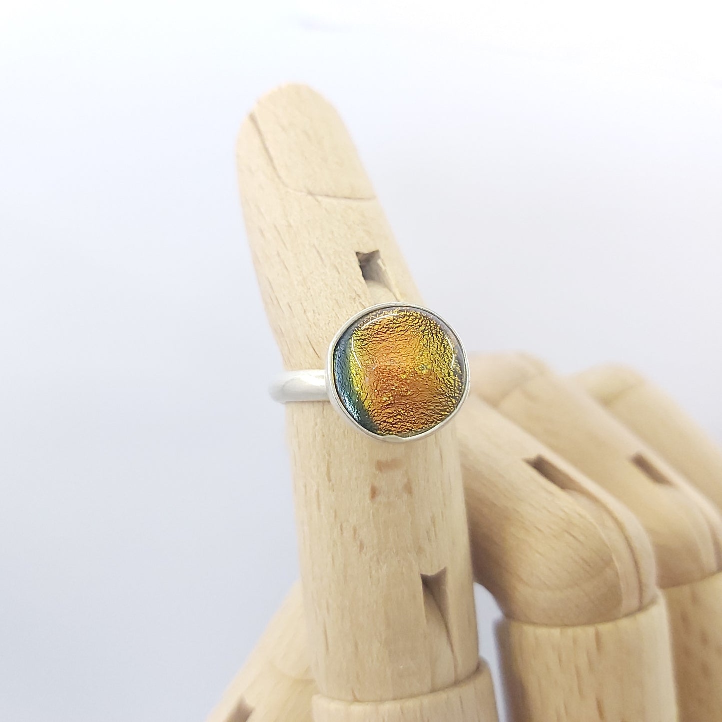 Handmade sterling silver dichroic ring (925 Sterling Silver)