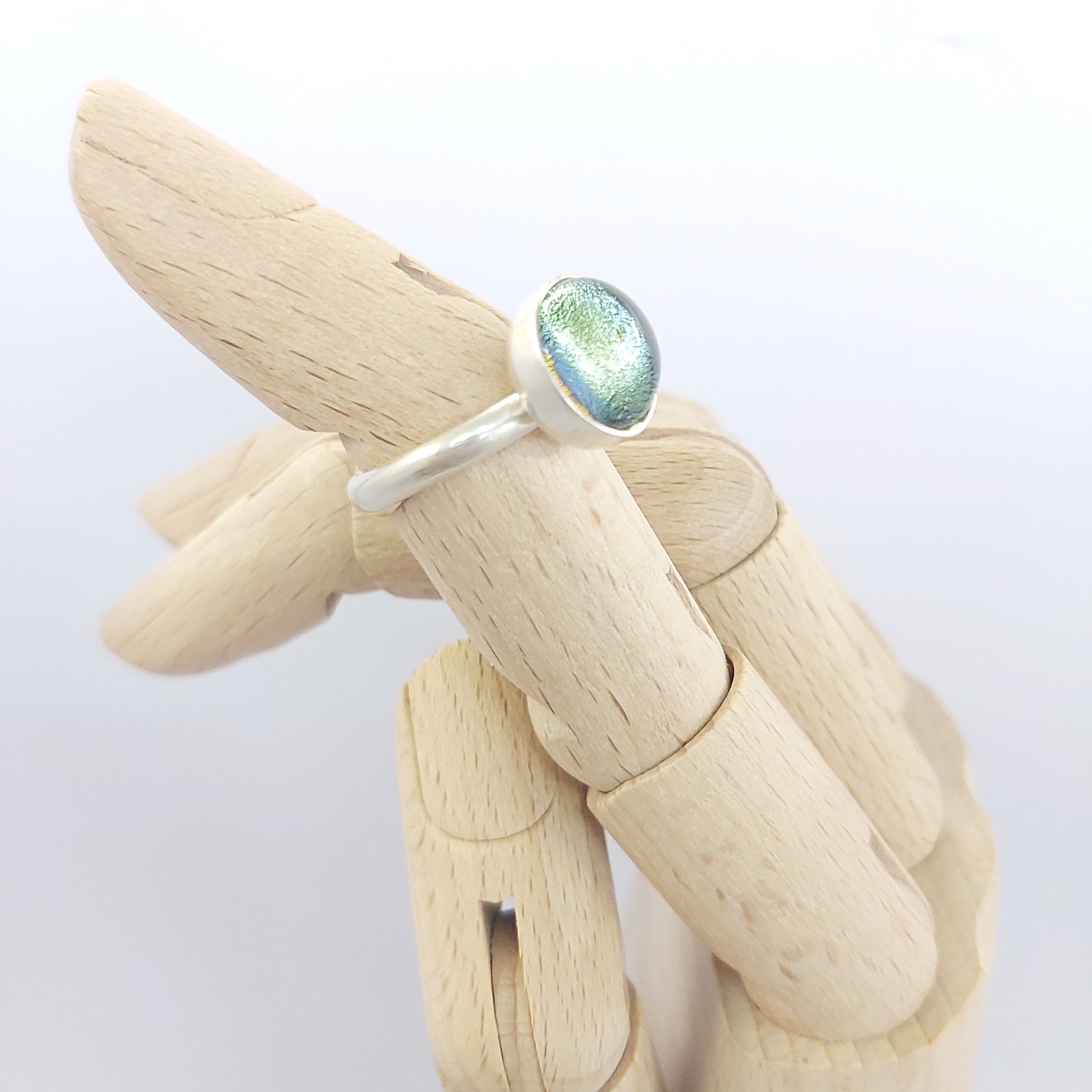 Handmade sterling silver dichroic ring (925 Sterling Silver)