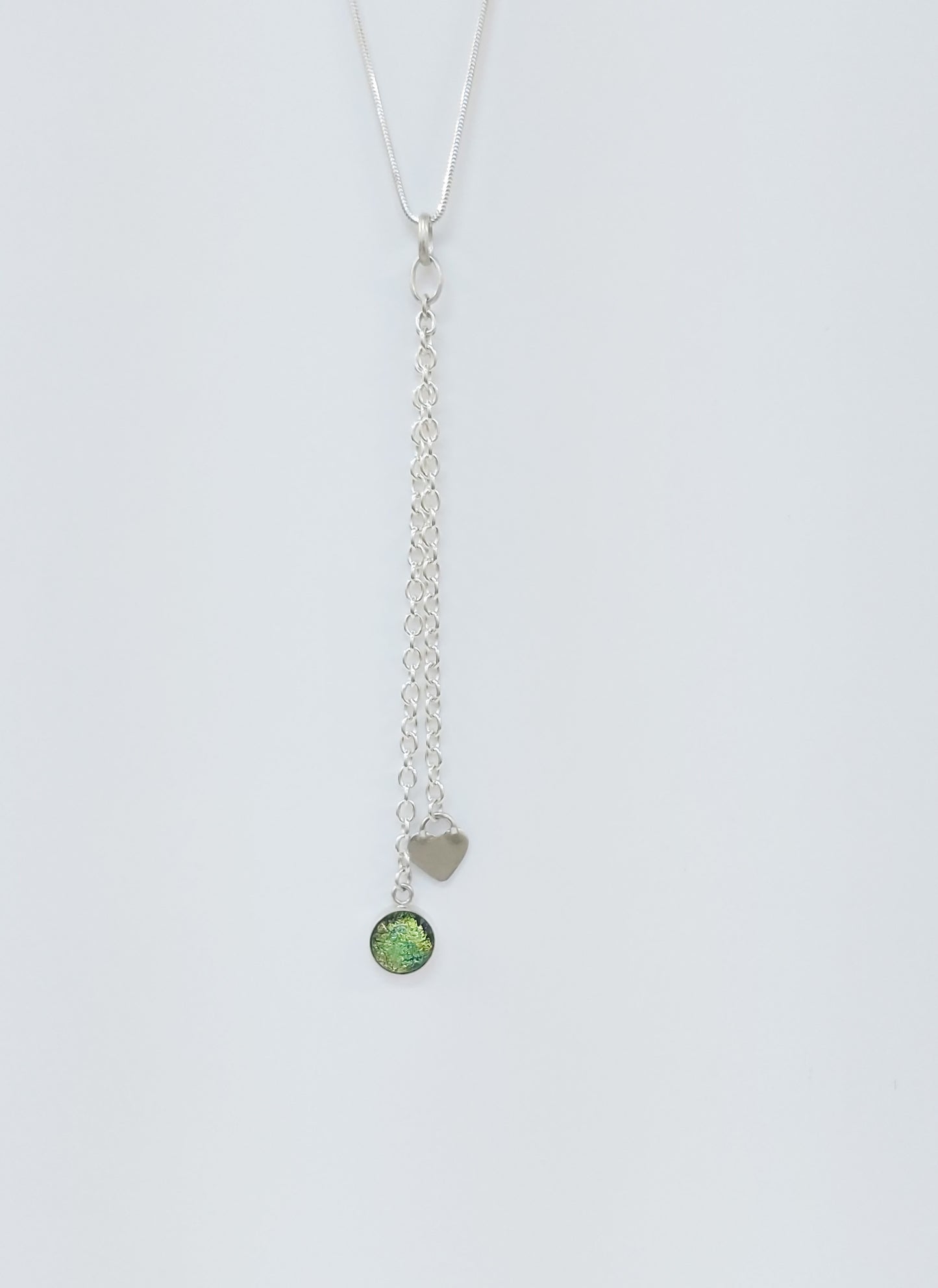 Halsband - Gult och Grönt Dikroiskt Glas (925 Sterling Silver)