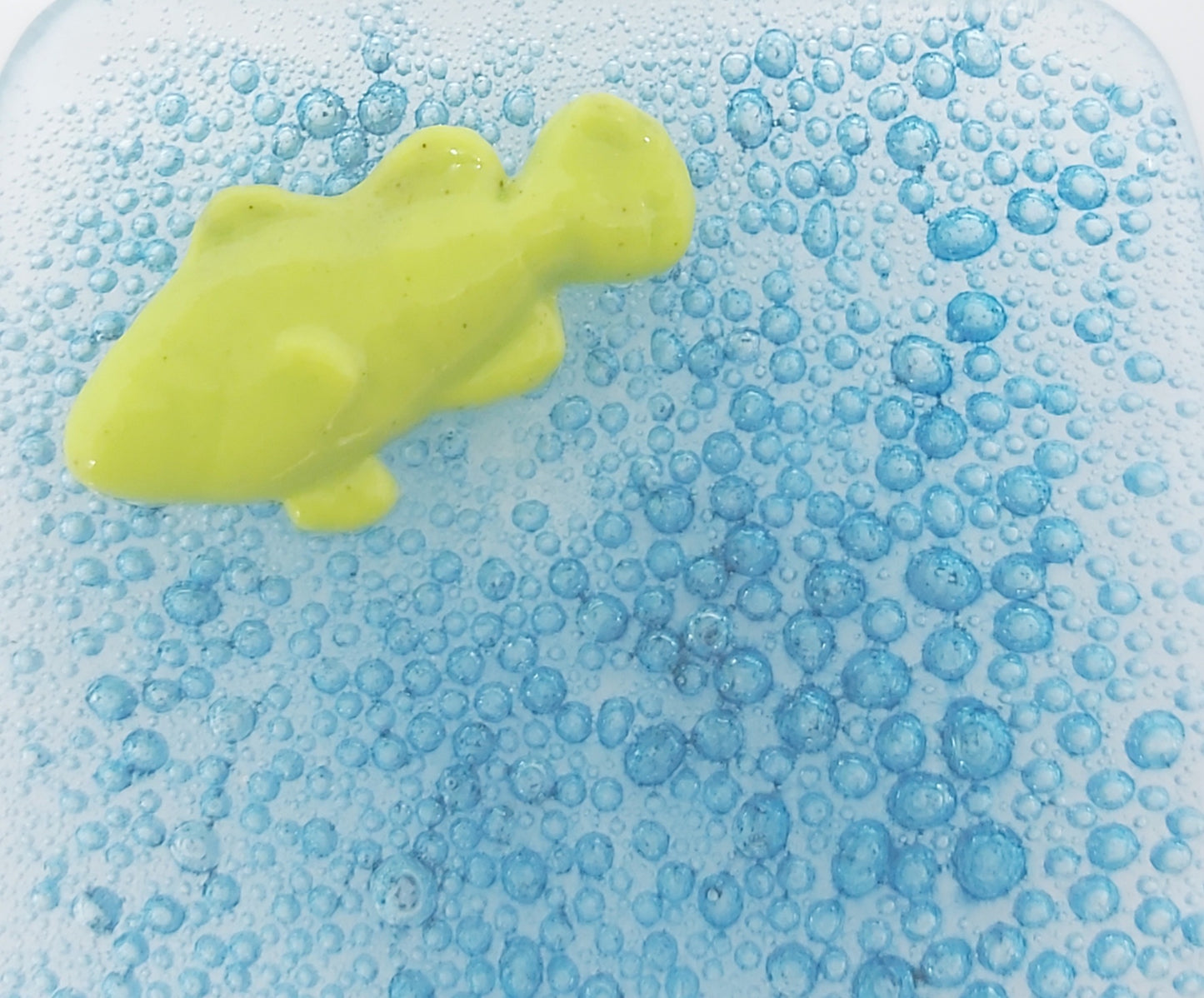 Handmade glass trinket dish - Blue bubbles with fish