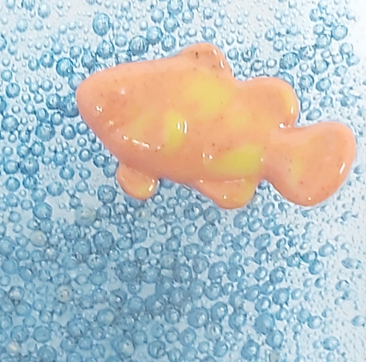Handmade glass trinket dish - Blue bubbles with a Fish