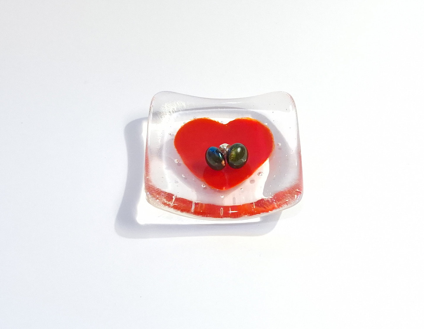 Glass earring dish- My heart