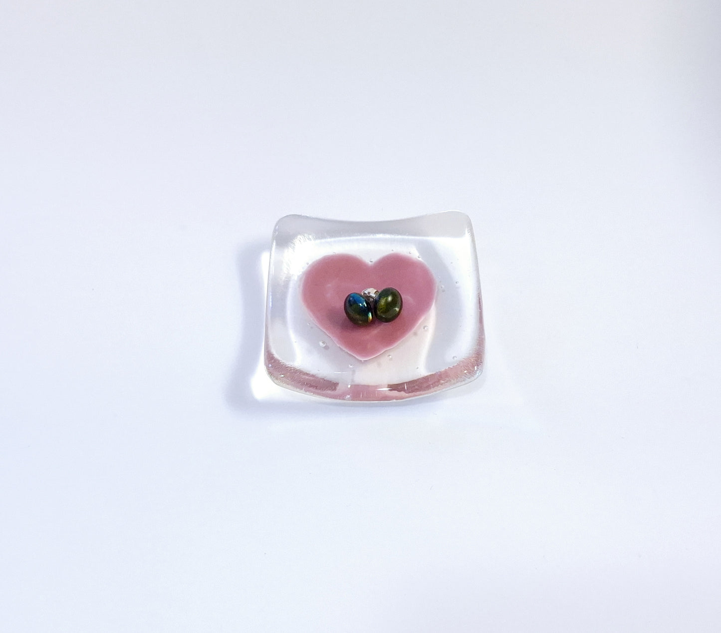Glass earring dish- My heart