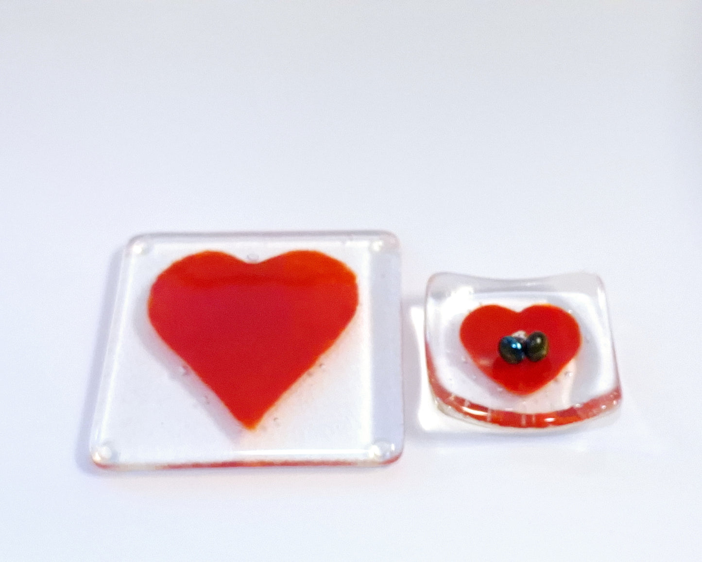 Glass earring dish- My heart