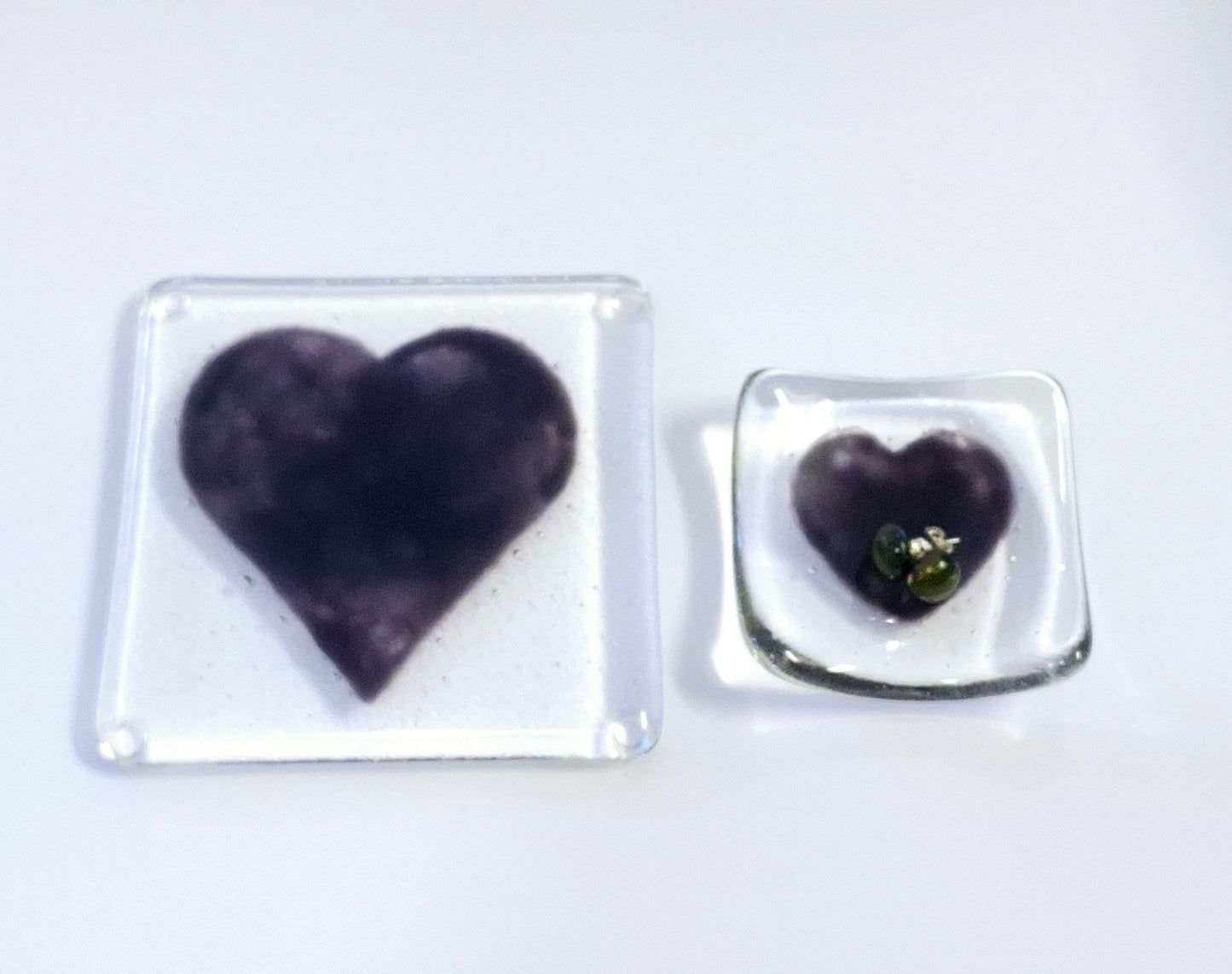 Glass earring dish- My heart