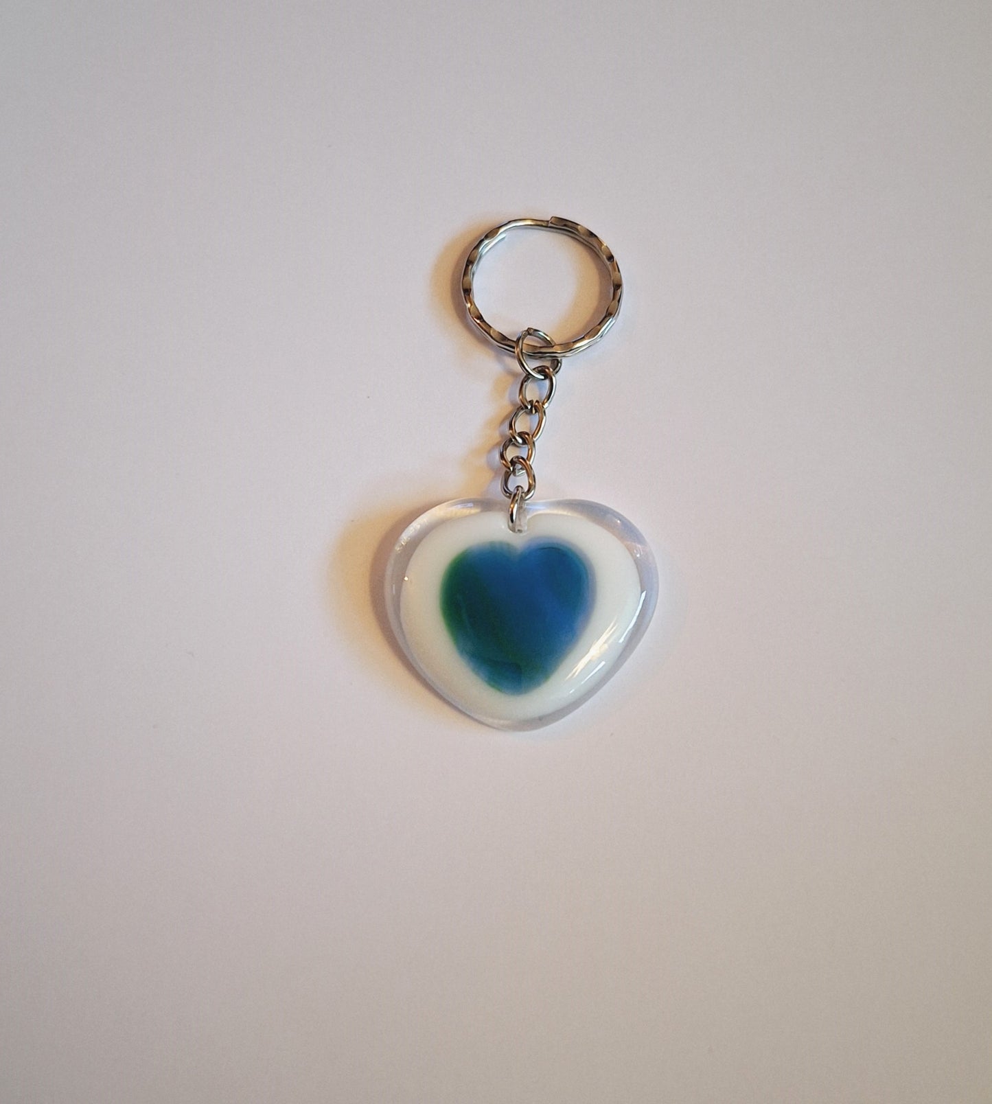 Fused Glass Heart Keyring