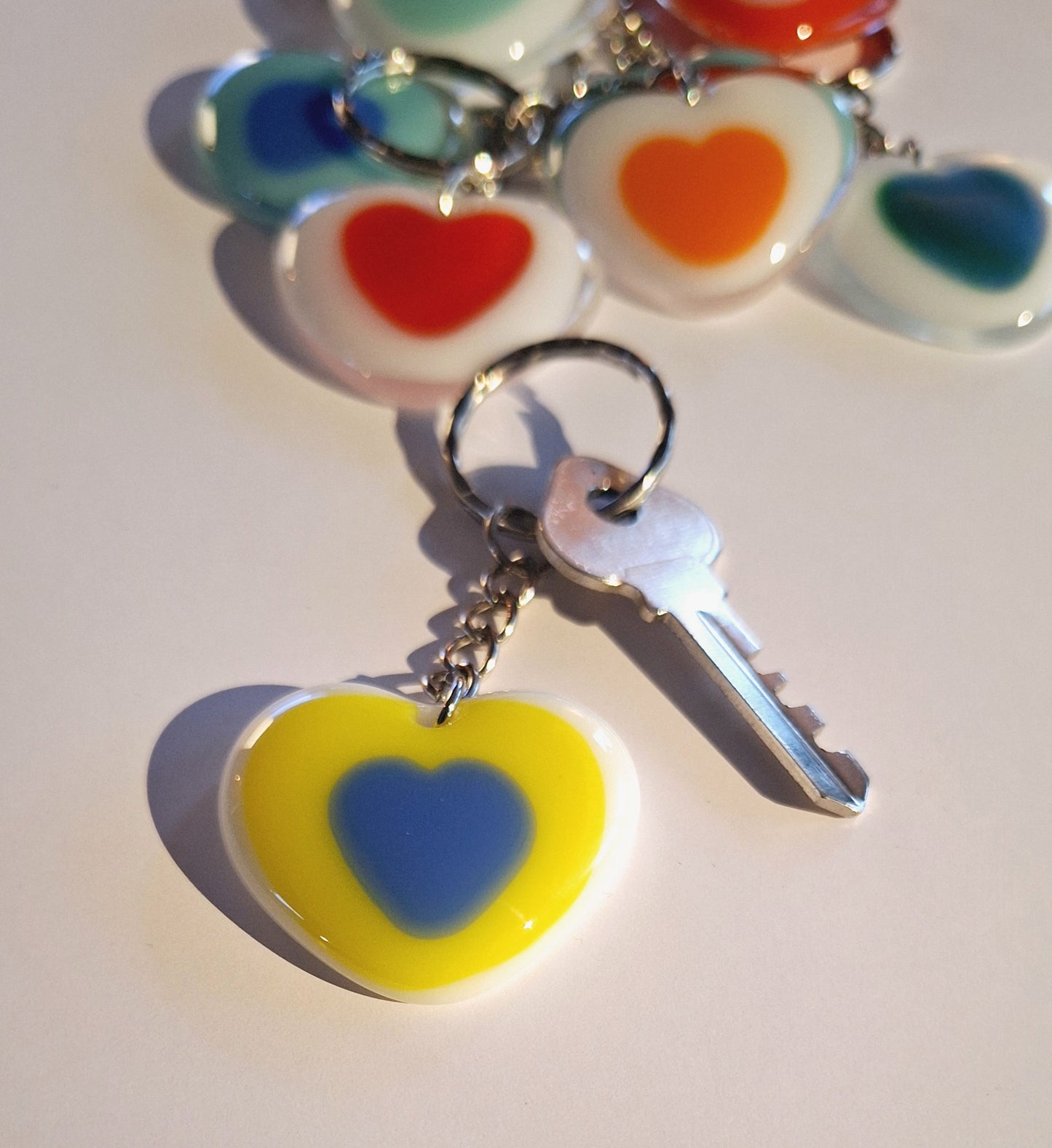 Fused Glass Heart Keyring