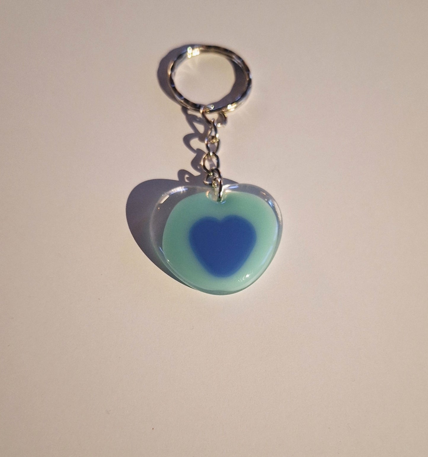 Fused Glass Heart Keyring