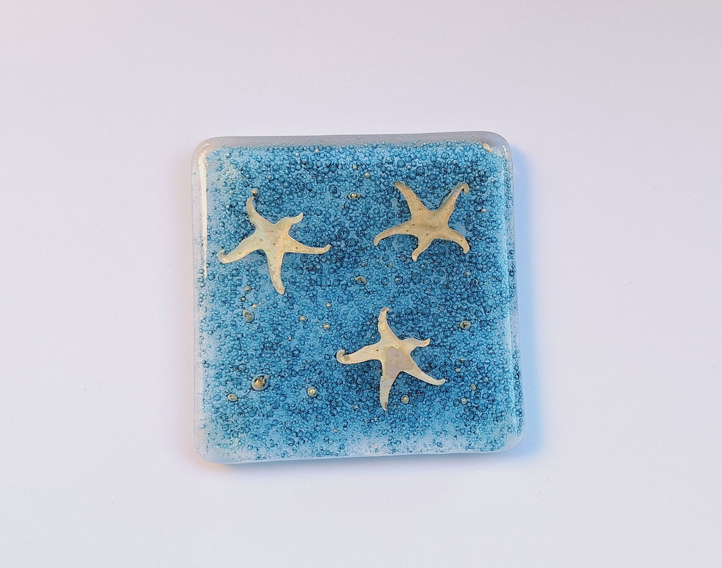 Coasters with Blue Bubbles and Golden Starfish