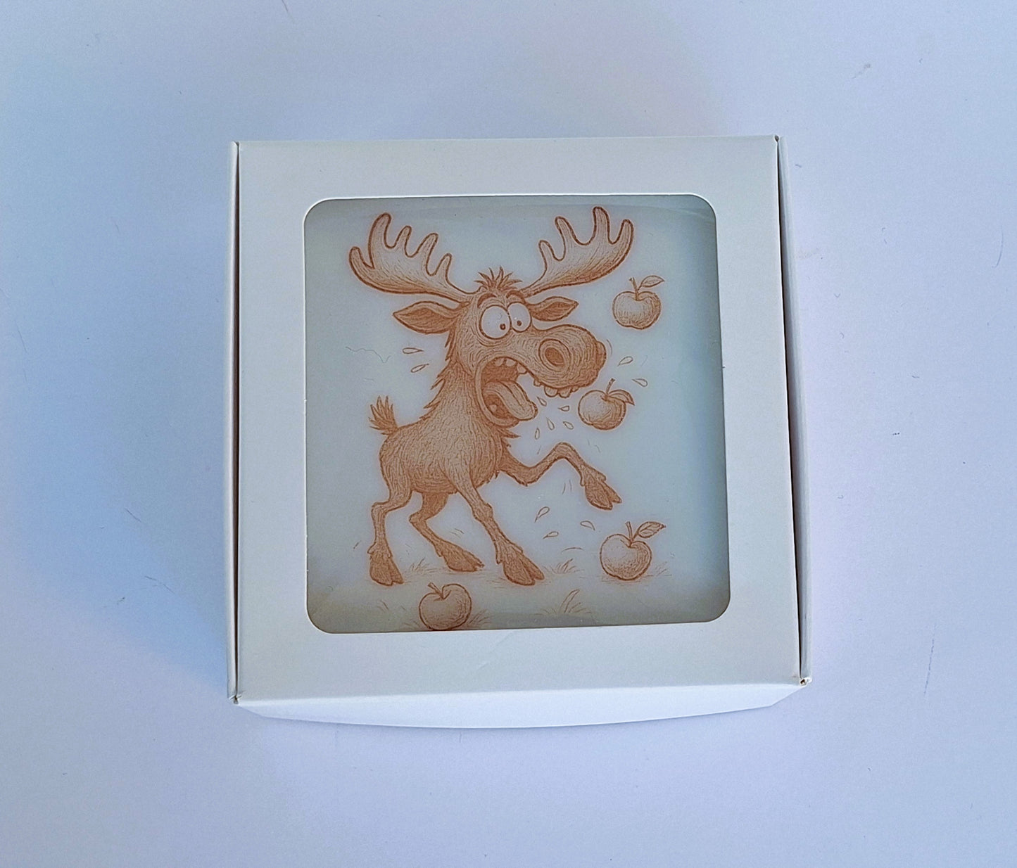 Set med 4 handgjorda glasunderlägg i fusingglas