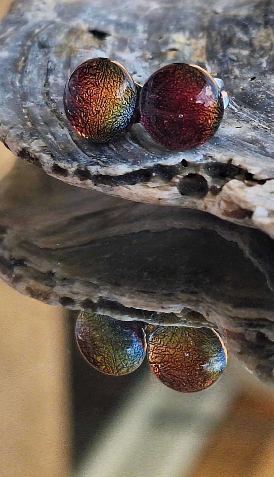Handmade Dichroic Glass Earrings-E08