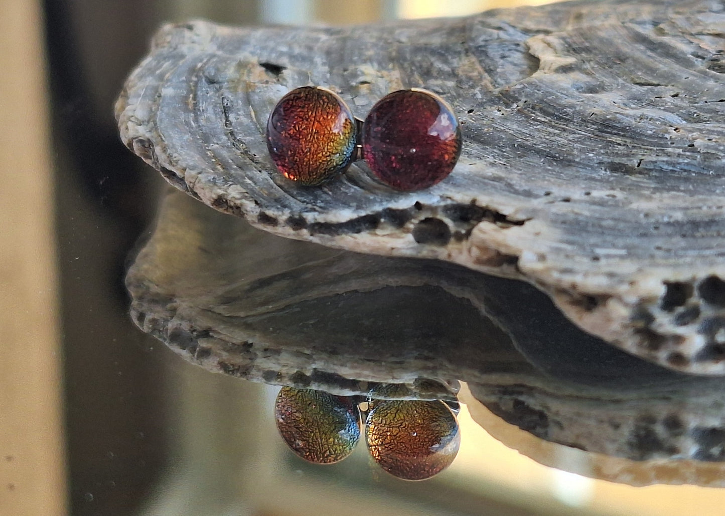 Handmade Dichroic Glass Earrings-E08