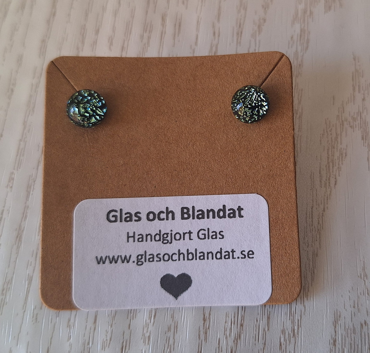 Handgjorda Örhängen av Dikroiskt Glas-Skrynklig Gul/Blå-E09