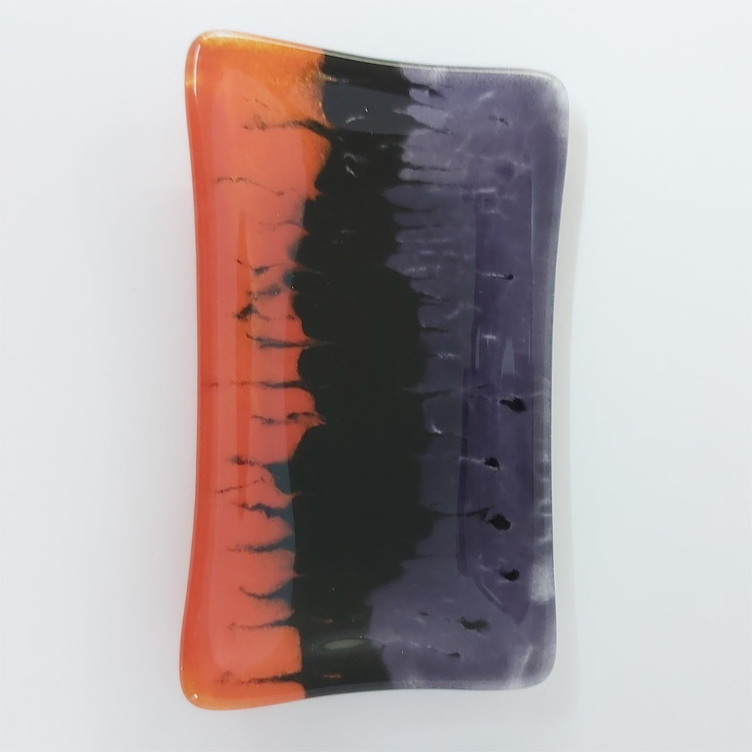 Glass Soap Dish with Tri-Colour Design