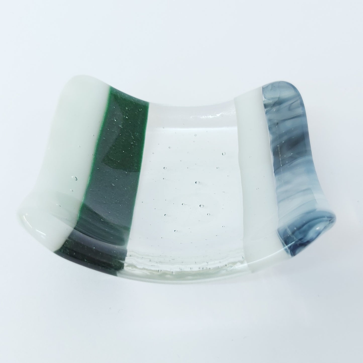 Handmade Glass Trinket Dish - Multicolored & Striped