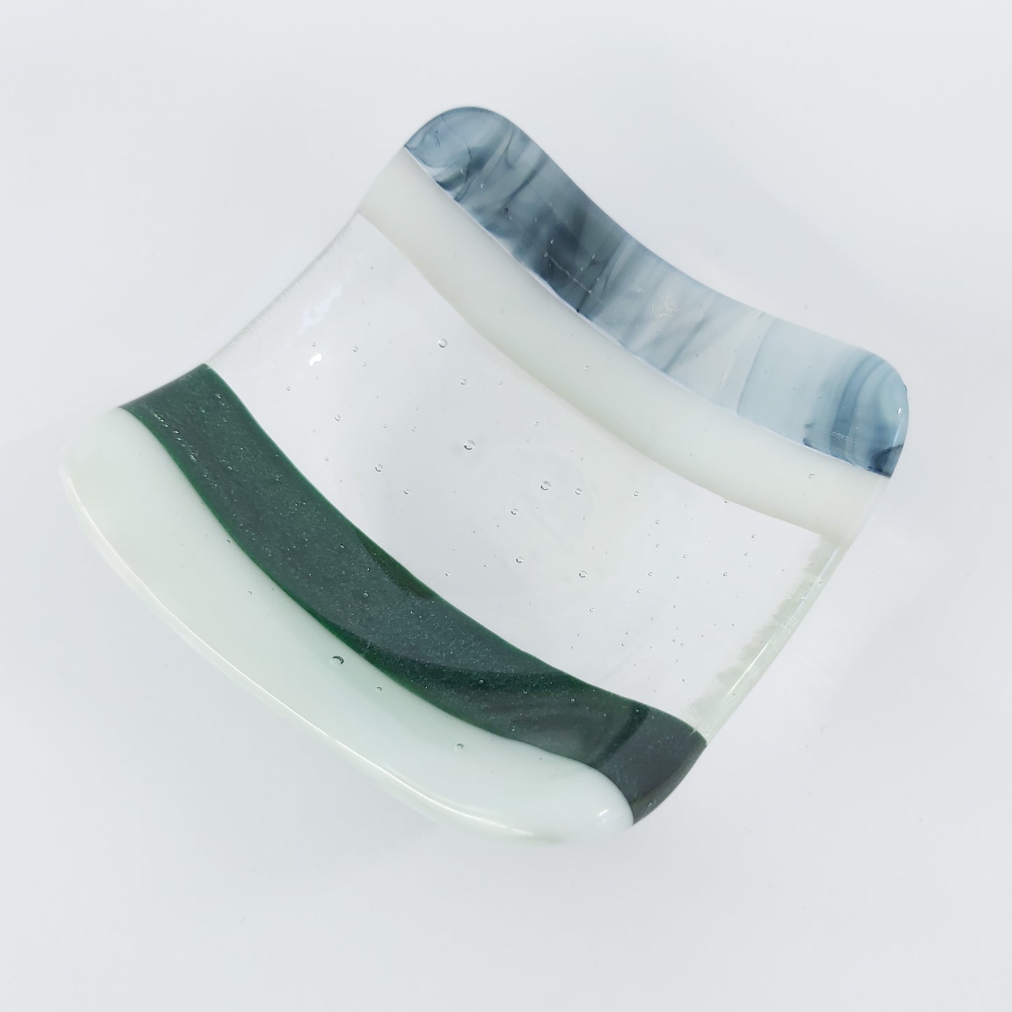 Handmade Glass Trinket Dish - Multicolored & Striped