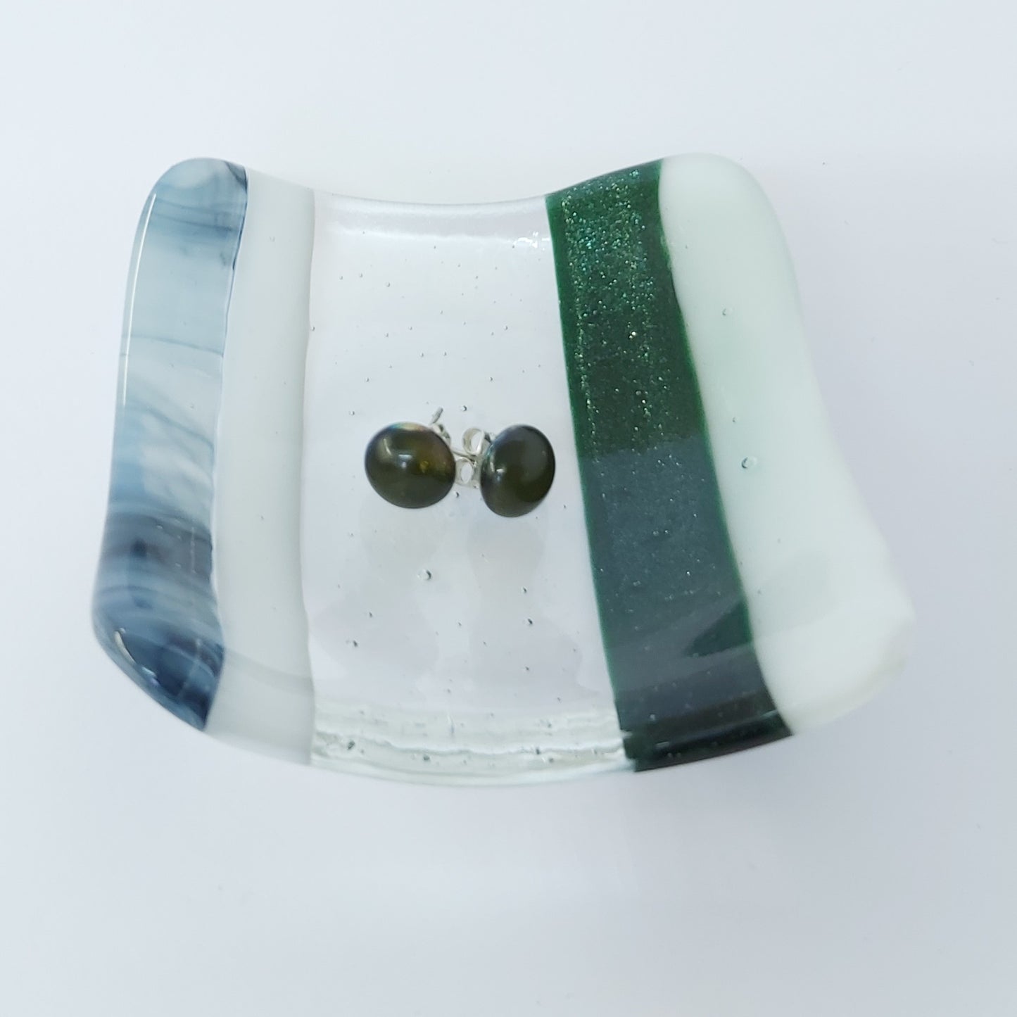 Handmade Glass Trinket Dish - Multicolored & Striped