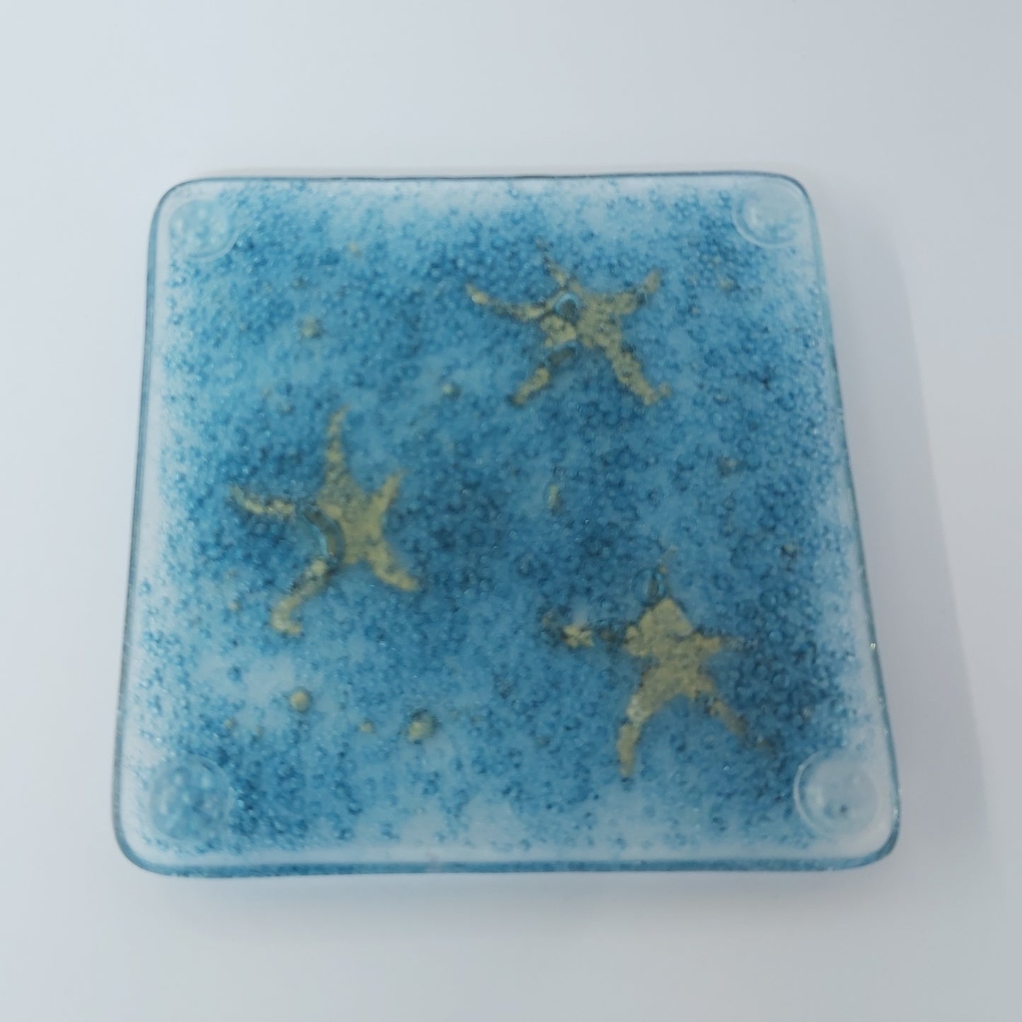 Coasters with Blue Bubbles and Golden Starfish