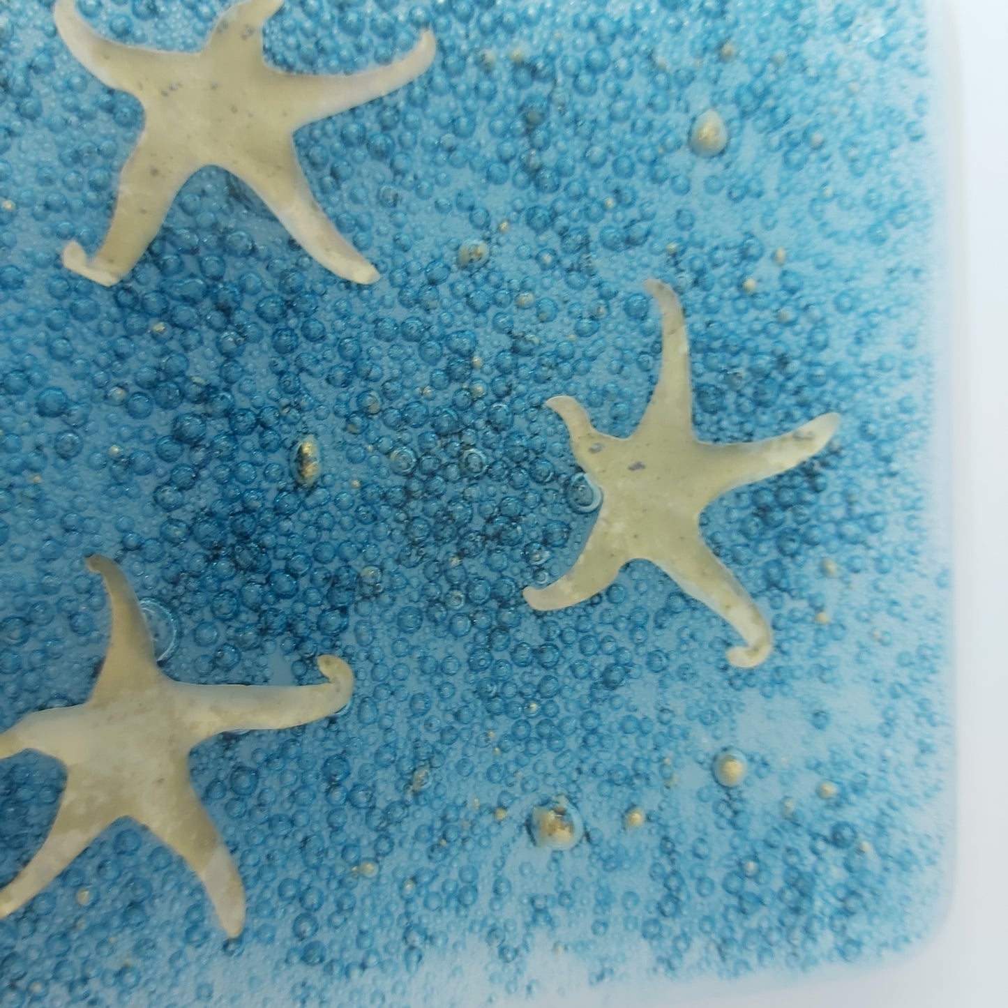 Coasters with Blue Bubbles and Golden Starfish