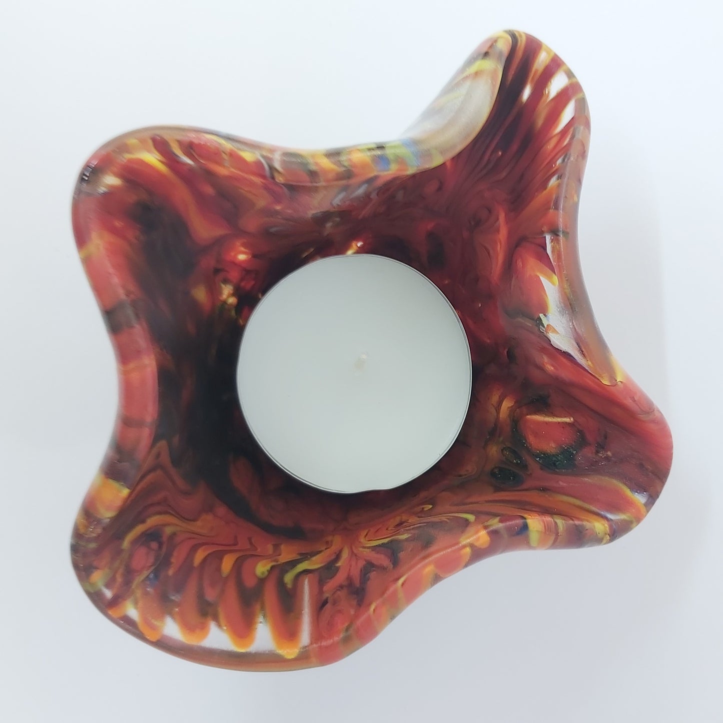 Handmade Glass Tealight Holder - Multicolour