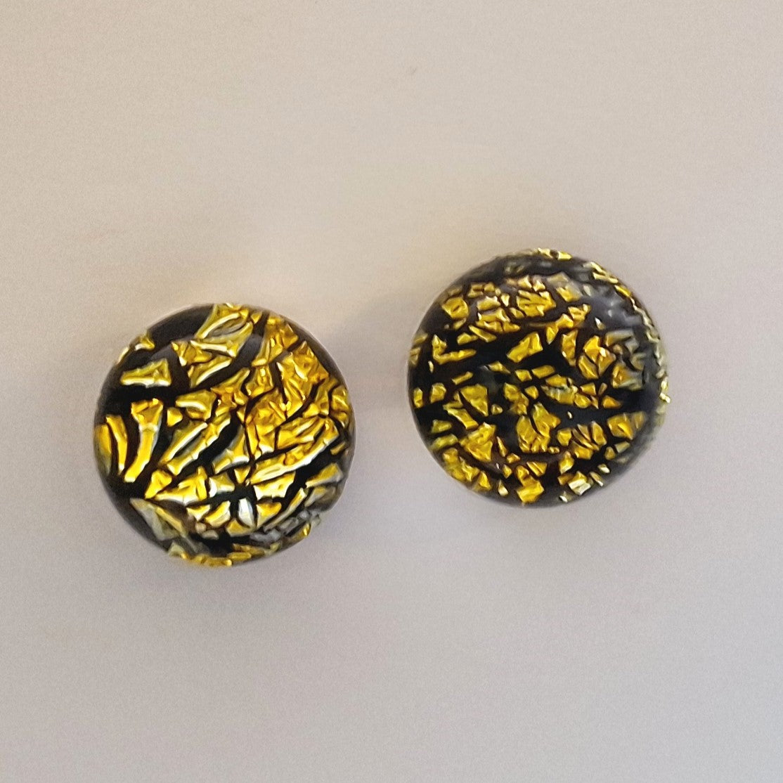 Handgjorda Örhängen av Dikroiskt Glas-Skrynklig Orange-E04