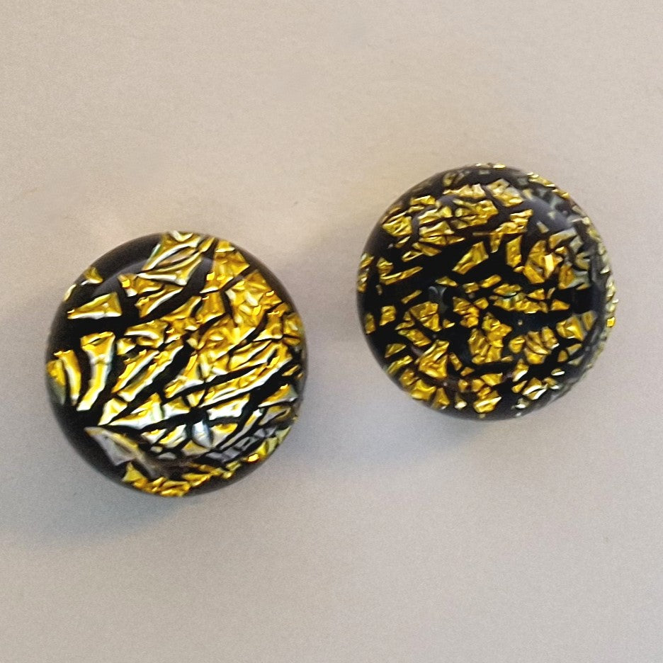 Handgjorda Örhängen av Dikroiskt Glas-Skrynklig Orange-E04