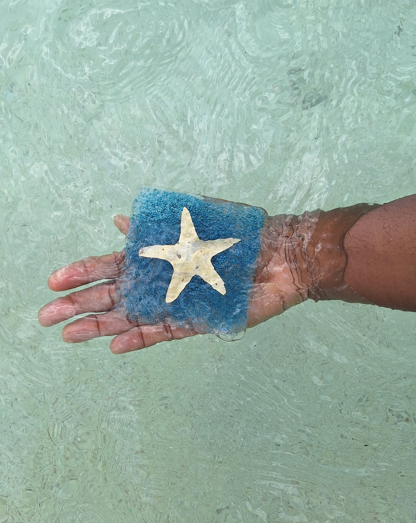 Coasters with Blue Bubbles and Golden Starfishes