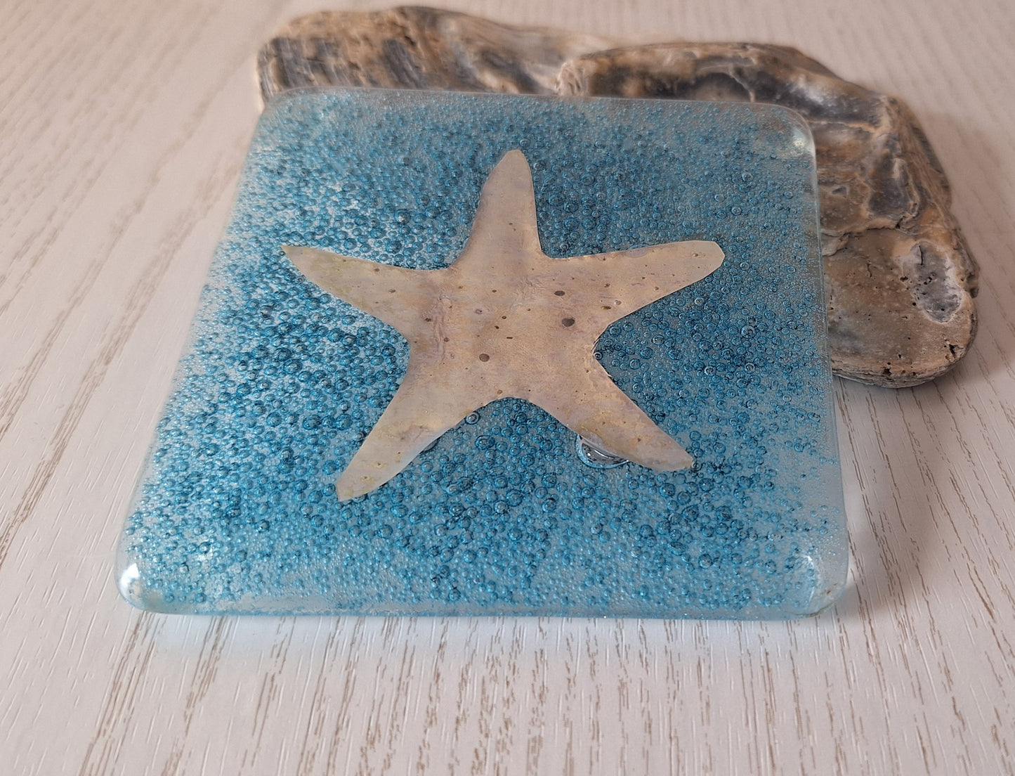 Coasters with Blue Bubbles and Golden Starfishes