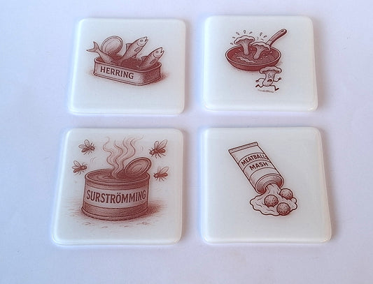 Set of 4 Handmade Fused Glass Coasters