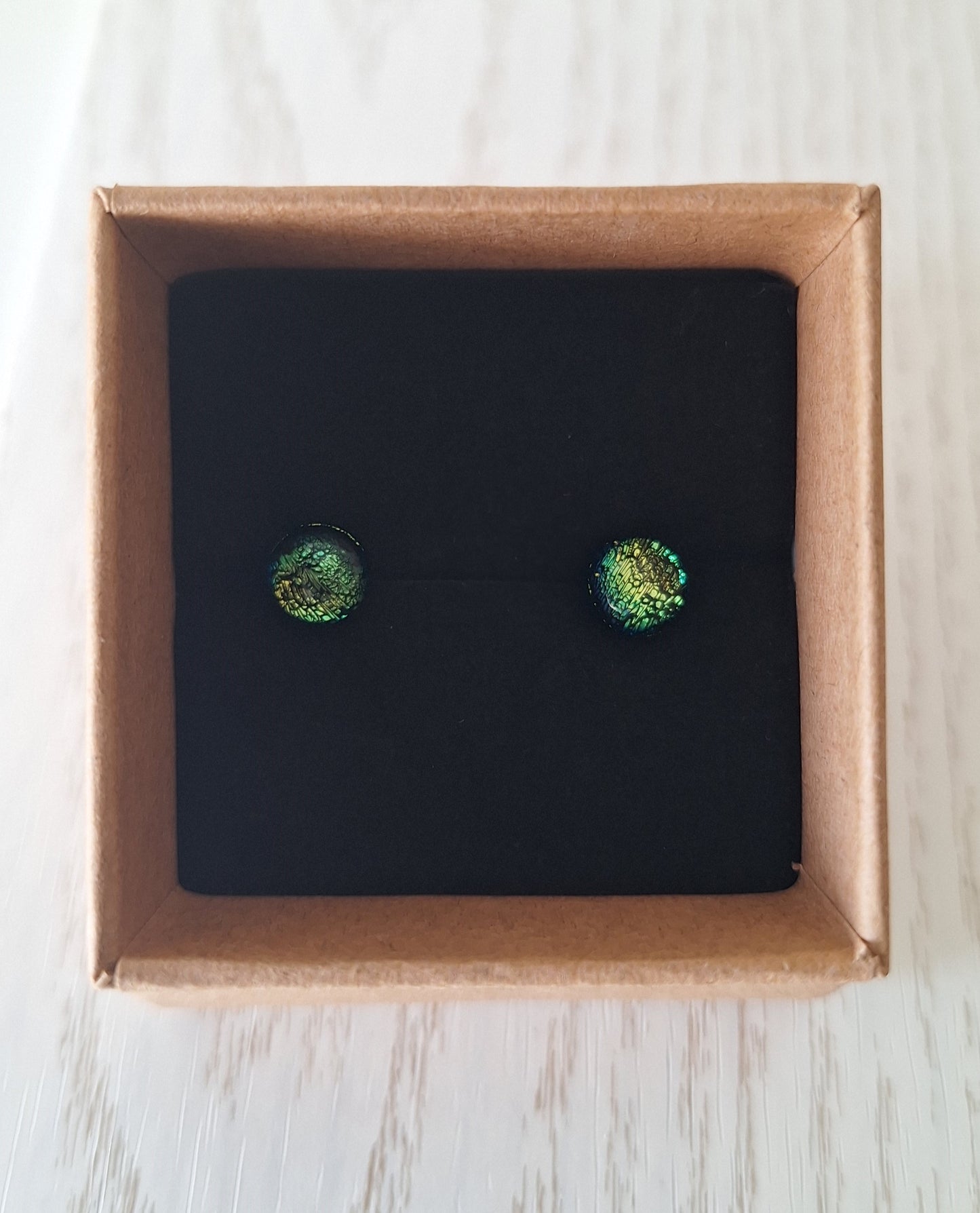 Handmade Dichroic Glass Earrings-Crumpled Violet E02