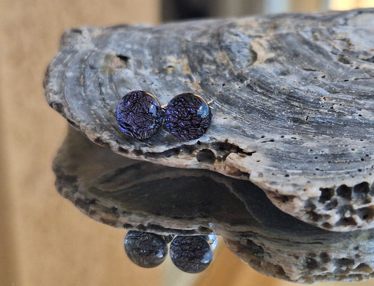 Handmade Dichroic Glass Earrings-Purple-E06