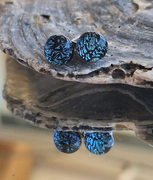Handmade Dichroic Glass Earrings - Crumpled E10